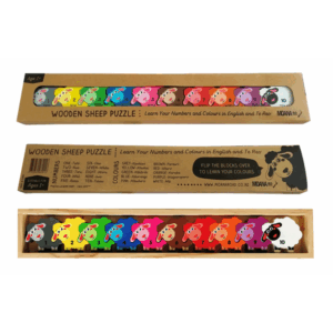 Wooden Sheep Puzzle: Learn your numbers and colours in English and Te Reo