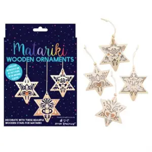 Matariki Wooden Stars Ornament Set 9pc