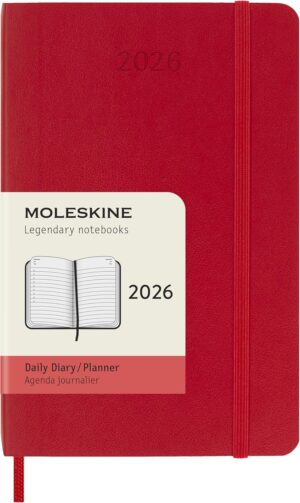 Moleskine Diary 12 Month Daily SC Pocket Scarlet Red 2026