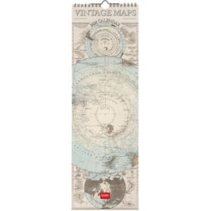 Vintage Maps Legami 2026 slim Wall Calendar 16 X 49cm