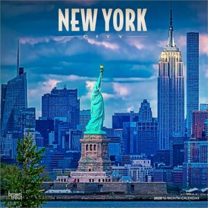 New York City 2026 12 X 24 Inch (Hanging) Monthly Square Wall Calendar Foil Stamped Cover Plastic-Free