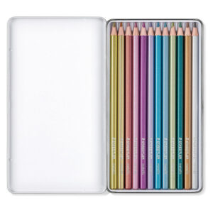 Metallic Coloured Pencil Set of 12 in Tin