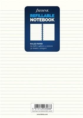Filofax Notebook Refill A5 Notepaper Ruled White