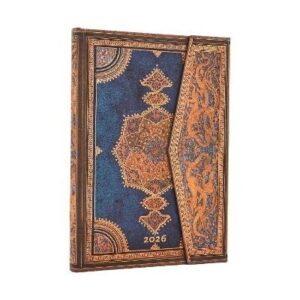 Safavid Indigo Midi 12-Month Vertical Hardcover Flexi Dayplanner 2026 (Wrap Closure)