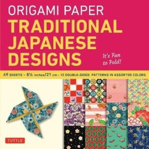 Origami Paper - Traditional Japanese Designs - Large 8 1/4": Tuttle Origami Paper: Double Sided Origami Sheets Printed with 12 Different Patterns (Ins