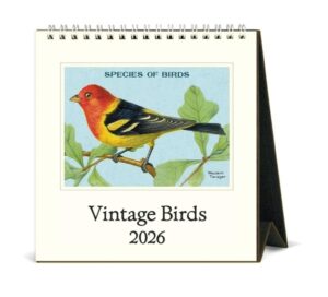 Vintage Birds Desk Calendar 2026