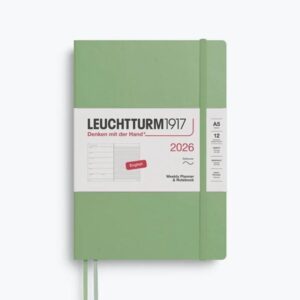 Weekly Planner & Notebook Sage Hardcover Ruled A5 2026