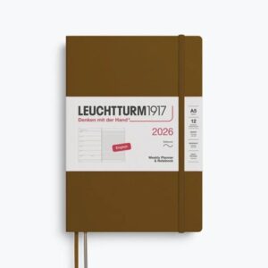 Weekly Planner & Notebook Spice Brown Hardcover Ruled A5 2026