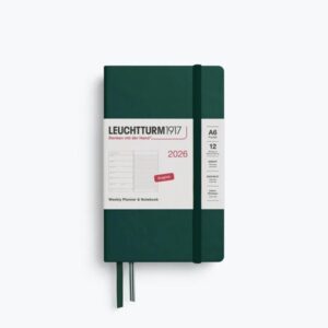 Weekly Planner & Notebook Forest Green Hardcover Ruled A6 2026