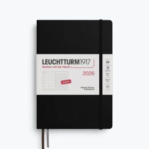 Weekly Planner & Notebook Black Hardcover Dotted A5 2026