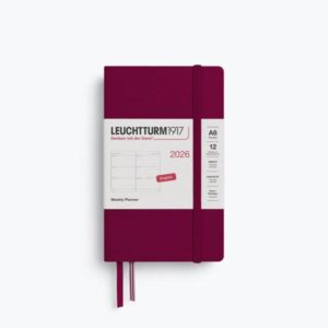 Weekly Planner Port Red Hardcover A6 2026