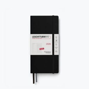 Weekly Planner & Notebook Dotted Black Wallet B6 2026