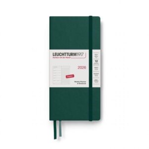 Weekly Planner & Notebook Dotted Forest Green Wallet B6 2026